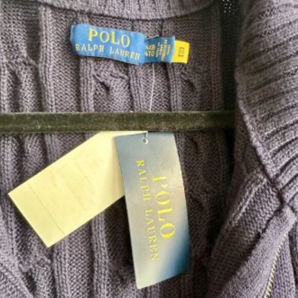 Polo Ralph Lauren Sweater Mens 4XL Navy Blue Cable Knit Half Zip Pullover NWT - Picture 5 of 10